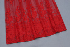 See Thru Out Red Lace Evening Dress