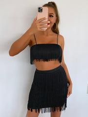 Tassel Backless Tie Halter Bodycon mini dress