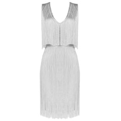 Elegant Fringed Bandage mini Dress Sleeveless Bodycon