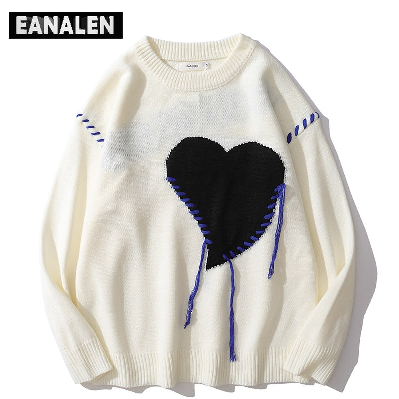 Harajuku love pattern knitted sweater
