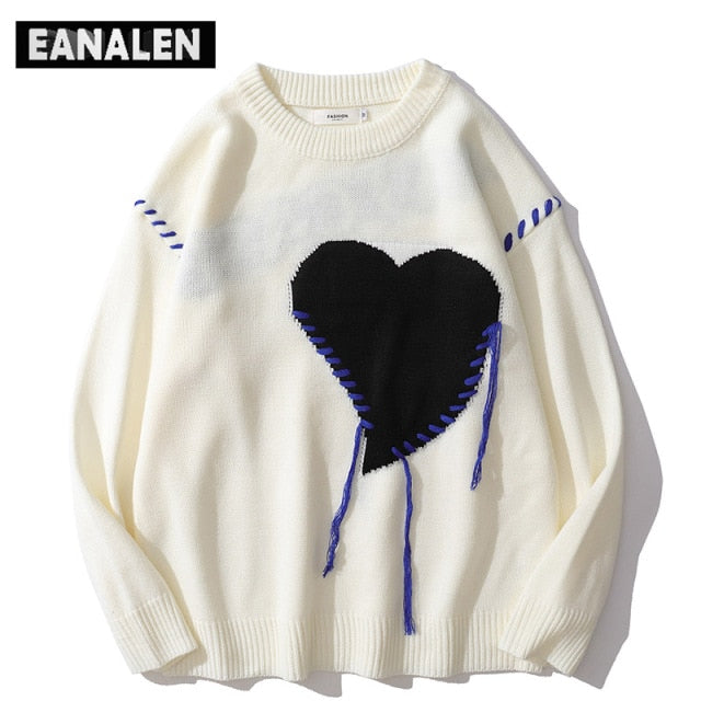 Harajuku love pattern knitted sweater