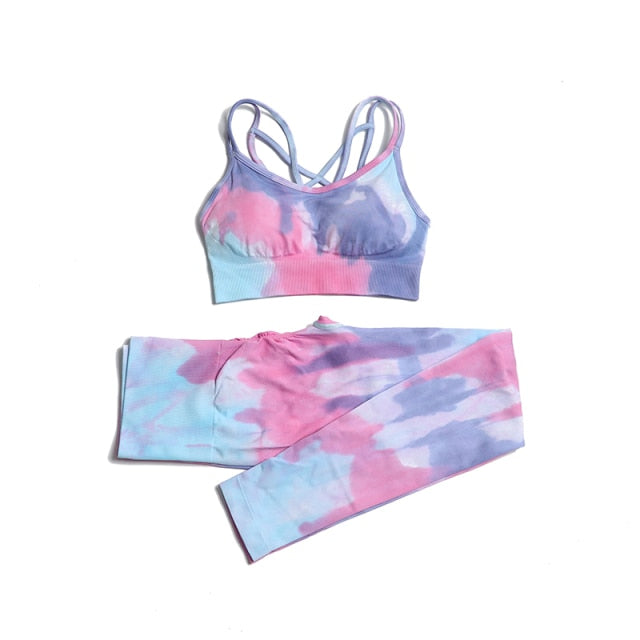 Tie-dye Women Yoga Sets Two Piece