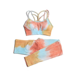 Tie-dye Women Yoga Sets Two Piece