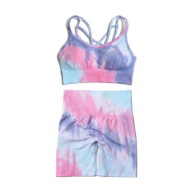 Tie-dye Women Yoga Sets Two Piece