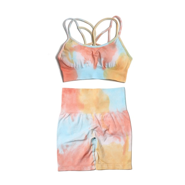 Tie-dye Women Yoga Sets Two Piece