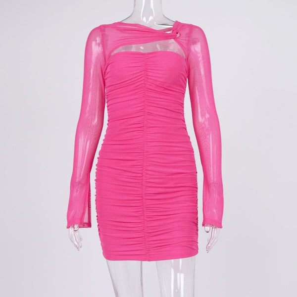 See Through Cut out Ruched Mini Dress