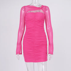 See Through Cut out Ruched Mini Dress
