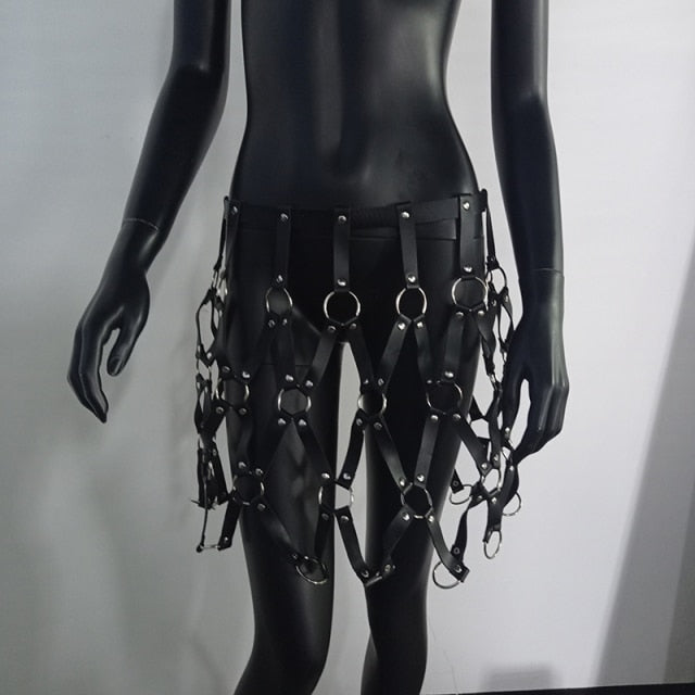 Noir Vixen Faux Leather Harness Set Two-piece