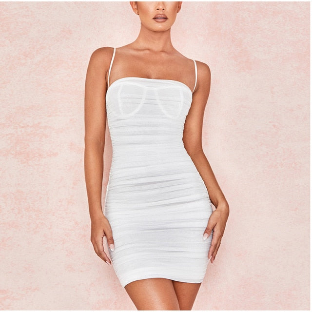 Mesh Summer Dress Spaghetti Strap