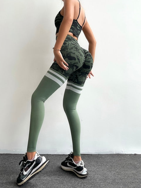 Camouflage Fitness Leggings Scrunch With Pockets