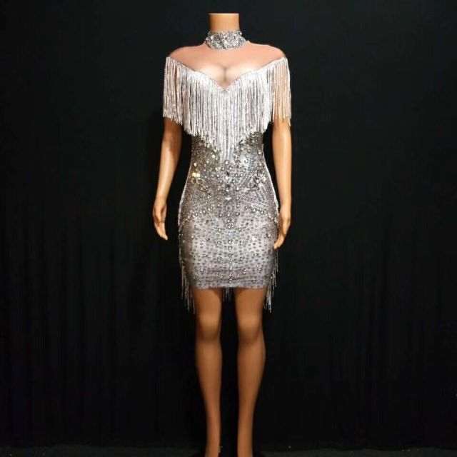 Fringe Rhinestone party dress