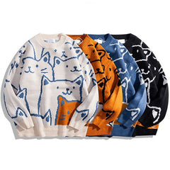 Japanese Harajuku Vintage Sweater Cats