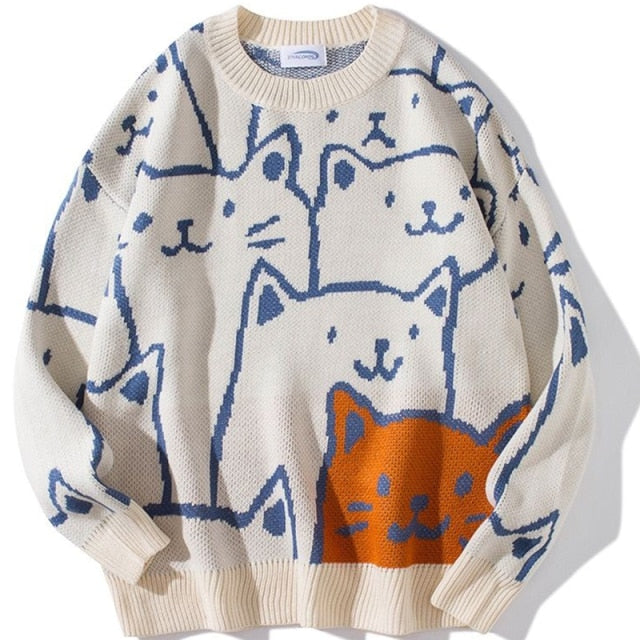 Japanese Harajuku Vintage Sweater Cats Secondary image