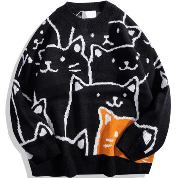 Japanese Harajuku Vintage Sweater Cats