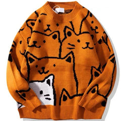 Japanese Harajuku Vintage Sweater Cats
