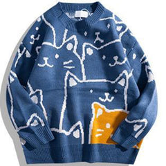 Japanese Harajuku Vintage Sweater Cats