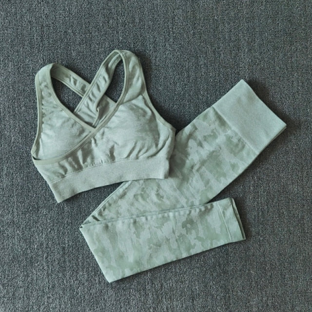 2Pcs Yoga Set Seamless Camouflage set