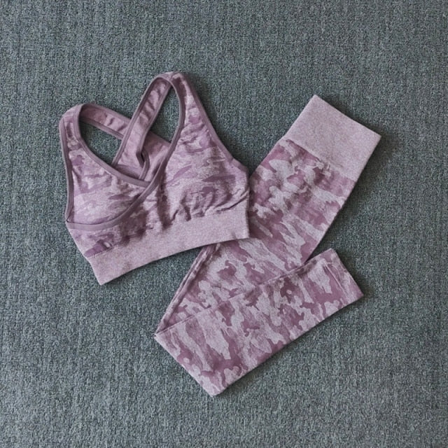 2Pcs Yoga Set Seamless Camouflage set