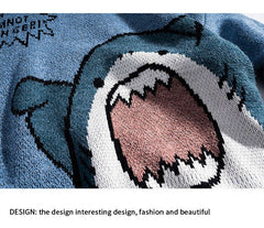 Hip Hop Harajuku High Neck Vintage Sweater Shark