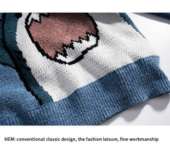 Hip Hop Harajuku High Neck Vintage Sweater Shark