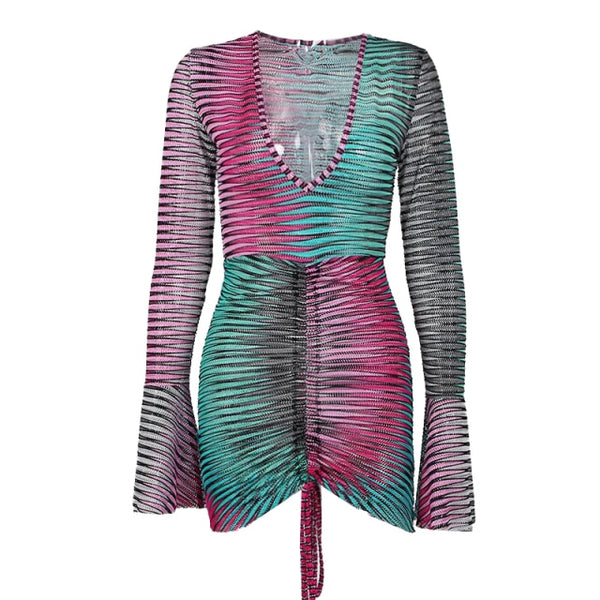 Sienna Midnight Sheer Stripe Mini Dress