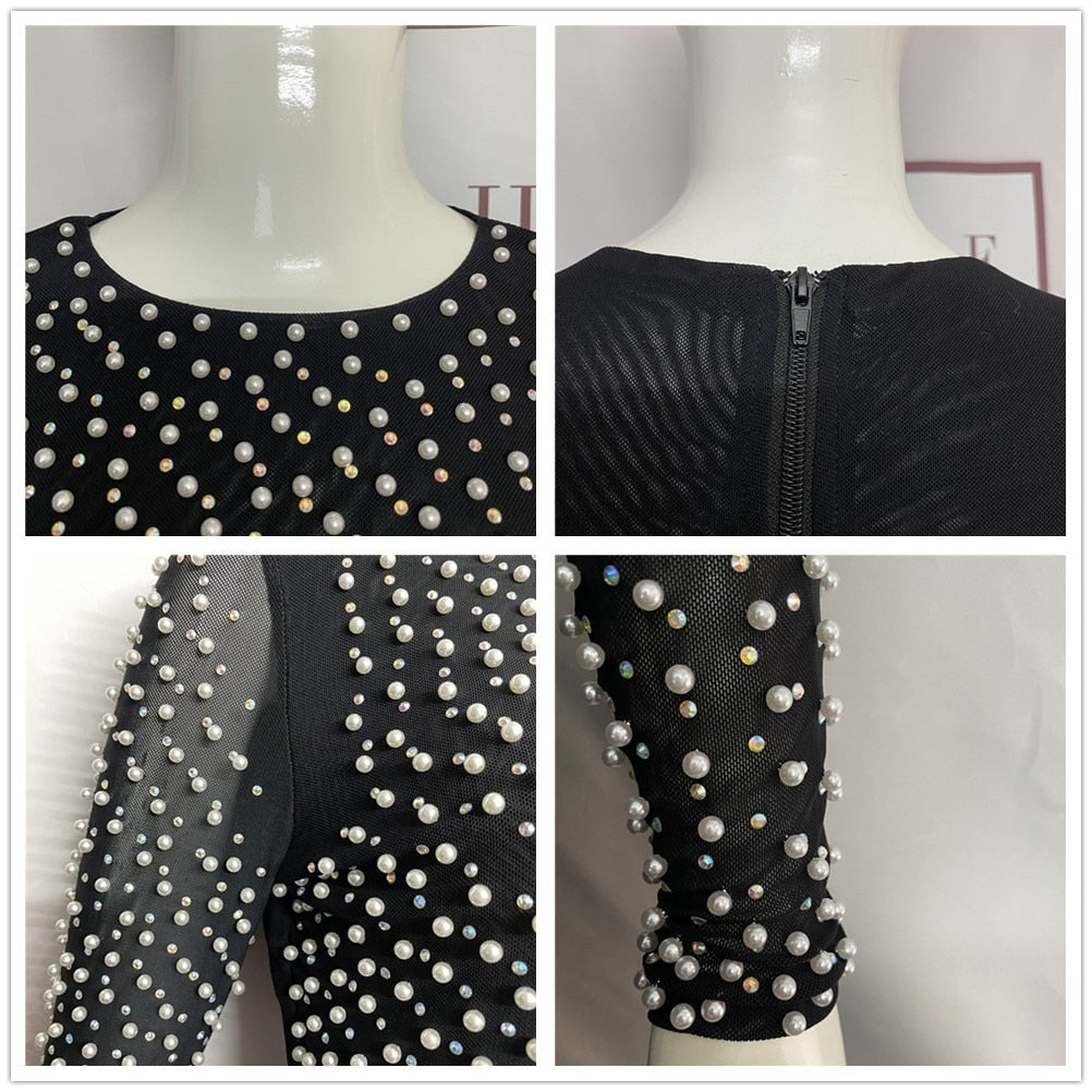 2 Piece  Beading Top Bodycon Bandage Skirt Sets