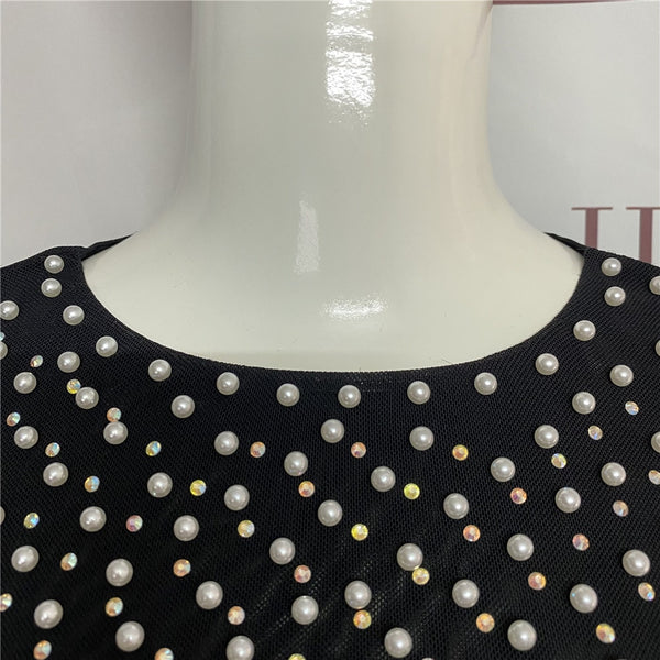 2 Piece  Beading Top Bodycon Bandage Skirt Sets