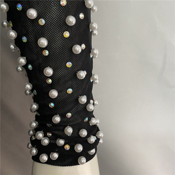 2 Piece  Beading Top Bodycon Bandage Skirt Sets