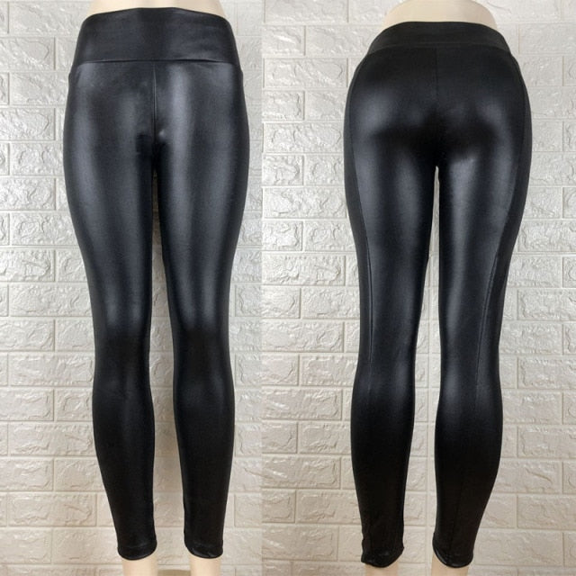 Black Faux Leather Motor PU High Waist