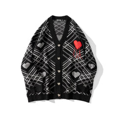 Streetwear Harajuku Heart button Sweater cardigan