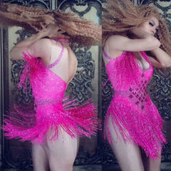 6 Colors Sparkly Rhinestones Tassel Leotard