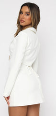 Piece Skirt Set Long Sleeve Notched Single Button Crop Blazer