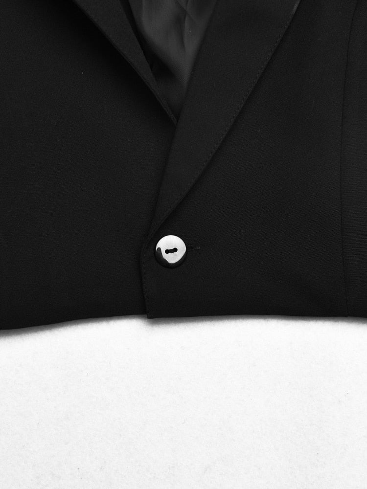 Piece Skirt Set Long Sleeve Notched Single Button Crop Blazer
