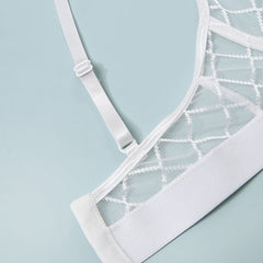 Lace Bra and Panty Garters Black Transparent Lingerie