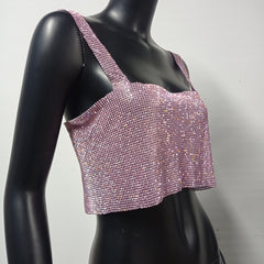 Glitter Nightclub Backless Rhinestone Tank Top