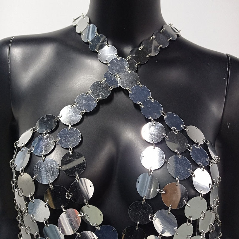 Metal Chain Sequin Dress mini dress