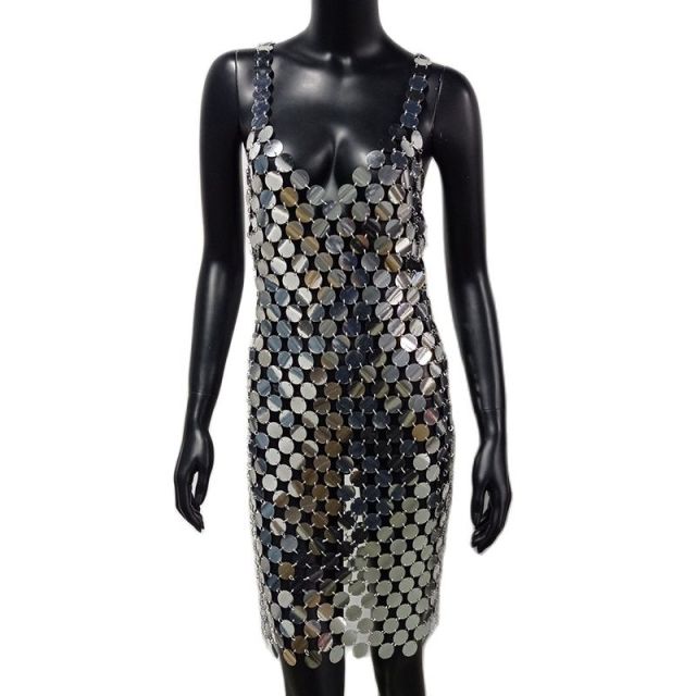 Metal Chain Sequin Dress mini dress