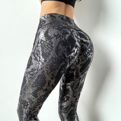 Snakeskin Pattern Push Up Fitness Leggings