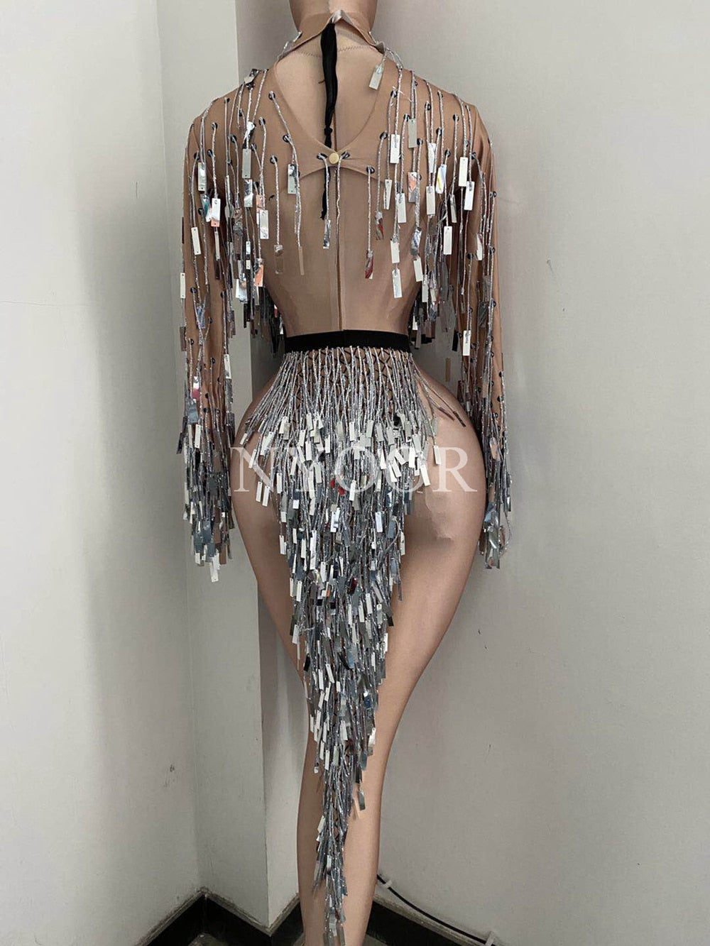 Valentina Starlight Fringe Crystal Party Bodysuit One-piece