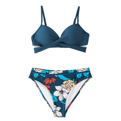 Push Up Floral Wrap Bikini Sets