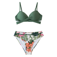 Push Up Floral Wrap Bikini Sets