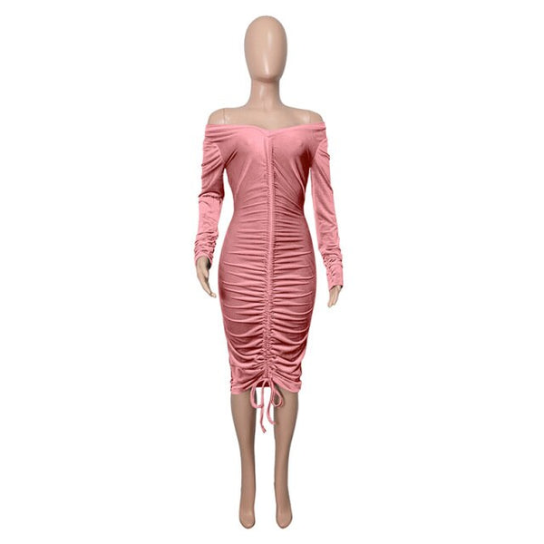 Shoulder Ruched Velvet Sexy Dresse