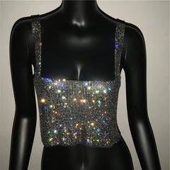 Glitter Nightclub Backless Rhinestone Tank Top
