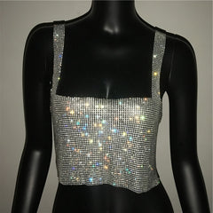 Glitter Nightclub Backless Rhinestone Tank Top