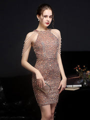 Elegant Evening Mini Dress Crystal sequin