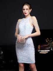 Elegant Evening Mini Dress Crystal sequin