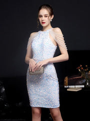 Elegant Evening Mini Dress Crystal sequin