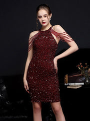 Elegant Evening Mini Dress Crystal sequin