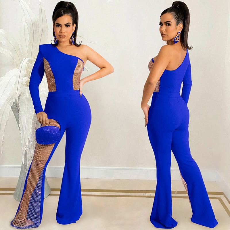 Hollow Out Wide Legs Crystal Jumpsuit