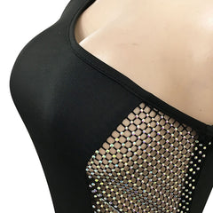 Hollow Out Wide Legs Crystal Jumpsuit